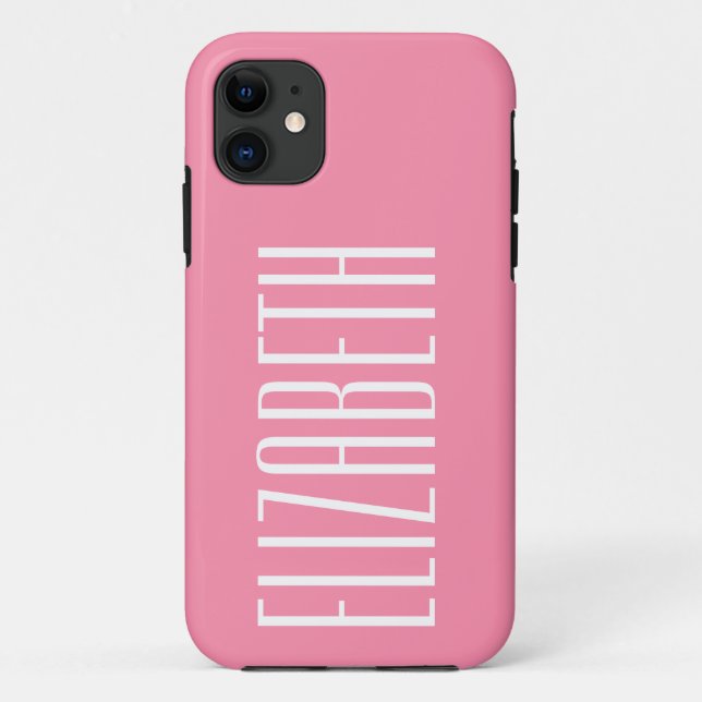 Flamingo Pink Solid Colour | Minimalist Name Case-Mate iPhone Case (Back)