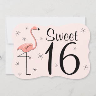 Flamingo Pink 'Sweet 16' invitation bracket