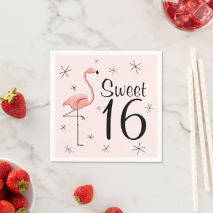 Flamingo Pink Sweet 16 paper napkins