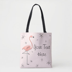 Flamingo Pink Text all over tote Bag