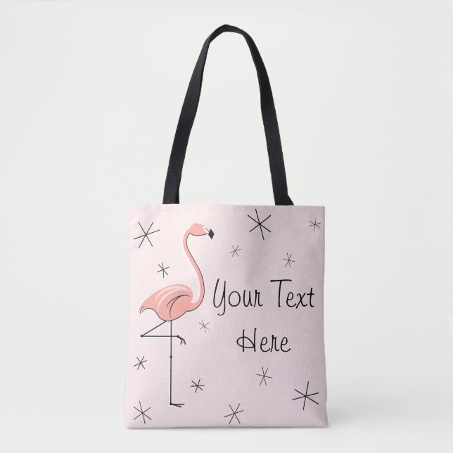Flamingo Pink Text all over tote Bag (Front)
