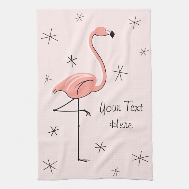 Flamingo Pink Text kitchen towel (Vertical)