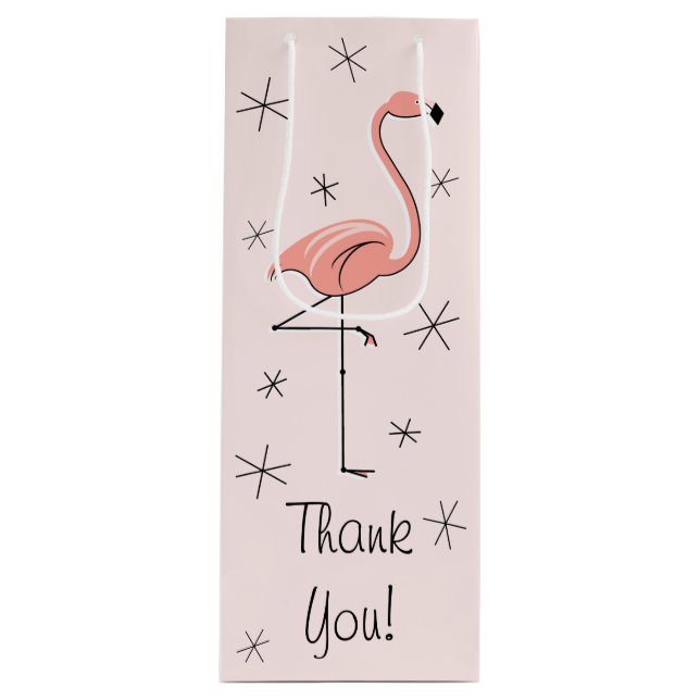 Flamingo Pink 'Thank You!' gift bag bottle (Front)