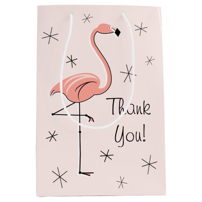 Flamingo Pink 'Thank You!' gift bag medium (Front)