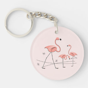 Flamingo Pink Trio 2 Text back acrylic key chain