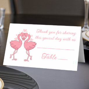 Flamingo Pink Tropical Beach Wedding Escort Place Card