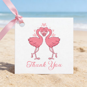 Flamingo Pink Tropical Beach Wedding Thank You Favour Tags