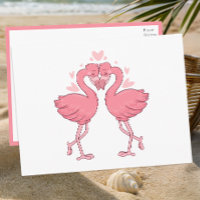 Flamingo Pink Tropical Beach Wedding Thank You