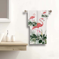 Flamingo Pink Tropical Watercolor Leaves Palm