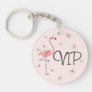 Flamingo Pink 'VIP' acrylic keychain