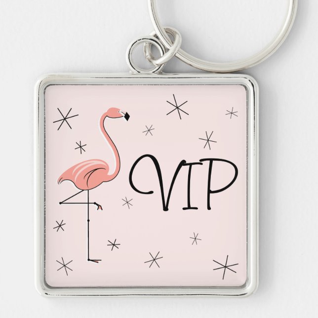 Flamingo Pink 'VIP' keychain premium (Front)