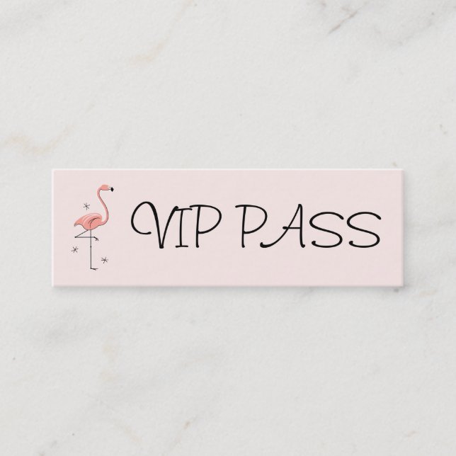 Flamingo Pink 'VIP PASS' business card skinny (Front)