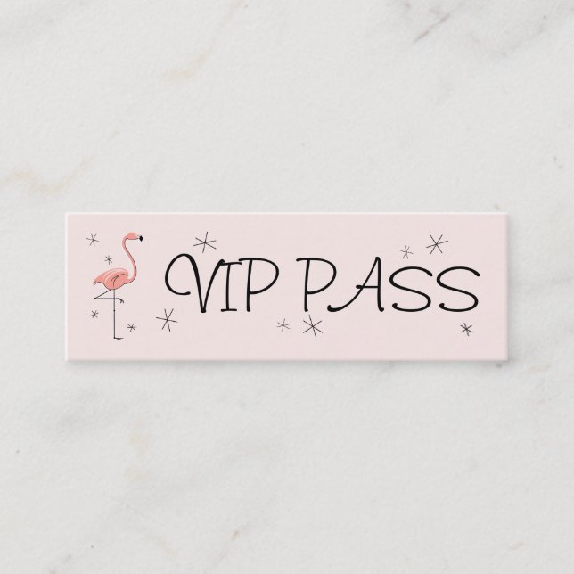 Flamingo Pink 'VIP PASS' business card skinny (Front)