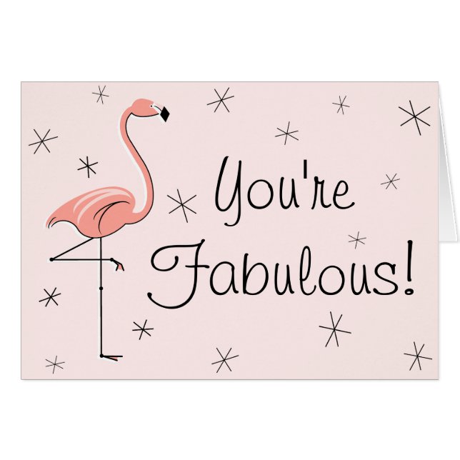 Flamingo Pink You're Fabulous front text card (Front Horizontal)
