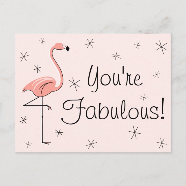 Flamingo Pink "You're Fabulous!" postcard (Front)