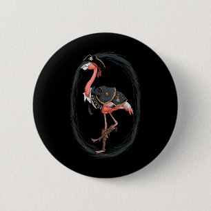 Flamingo Pirate Funny Halloween Costume Idea  6 Cm Round Badge