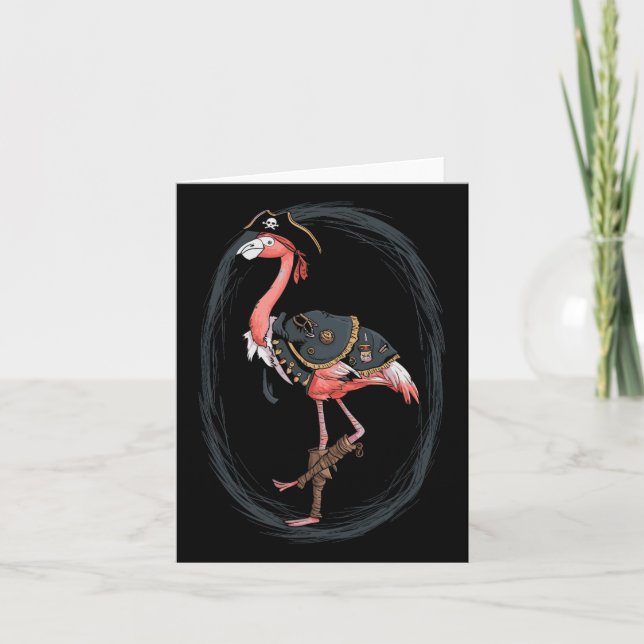 Flamingo Pirate Funny Halloween Costume Idea  Card (Front)