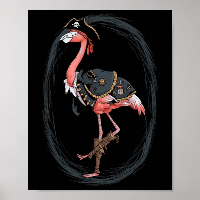 Flamingo Pirate Funny Halloween Costume Idea  Poster (Front)