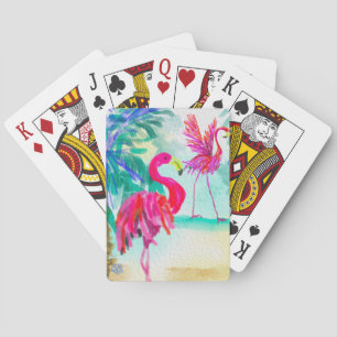 Flamingo playing cards, art by Jeanine Handley Playing Cards