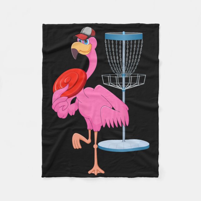 Flamingo Playing Disc Golf Matching Player Coach B Fleece Blanket (Front)