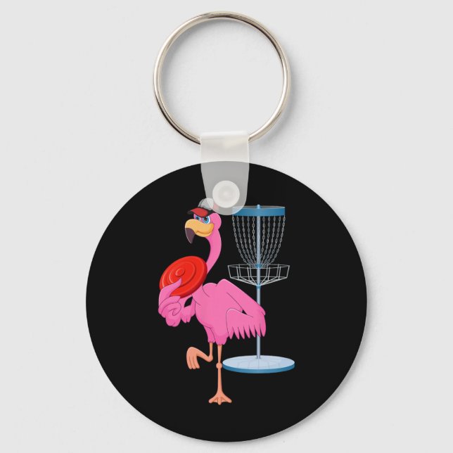 Flamingo Playing Disc Golf Matching Player Coach B Key Ring (Front)