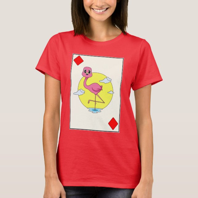 Flamingo Poker Poker cards Card game T-Shirt (Front)