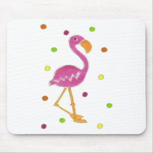 Flamingo Polka Dots Mouse Pad