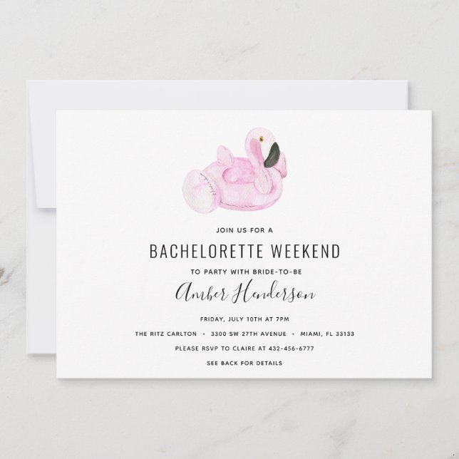 Flamingo Pool Float Bachelorette Itinerary Invitation (Front)