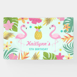 Flamingo Pool Party Banner Tropical Flamingo Party