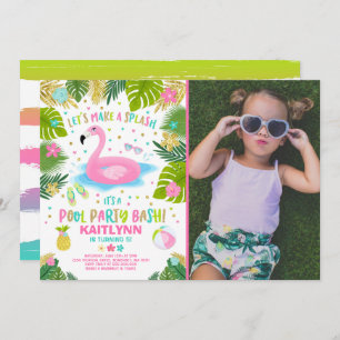 Flamingo Pool Party Invitation Tropical Flamingo