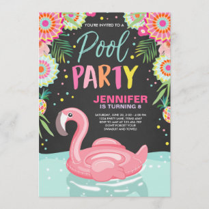 Flamingo Pool party invitation Tropical Pool float