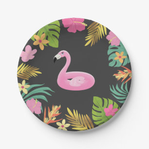 Flamingo Pool Party Paper Tropical Pool Party Paper Plate