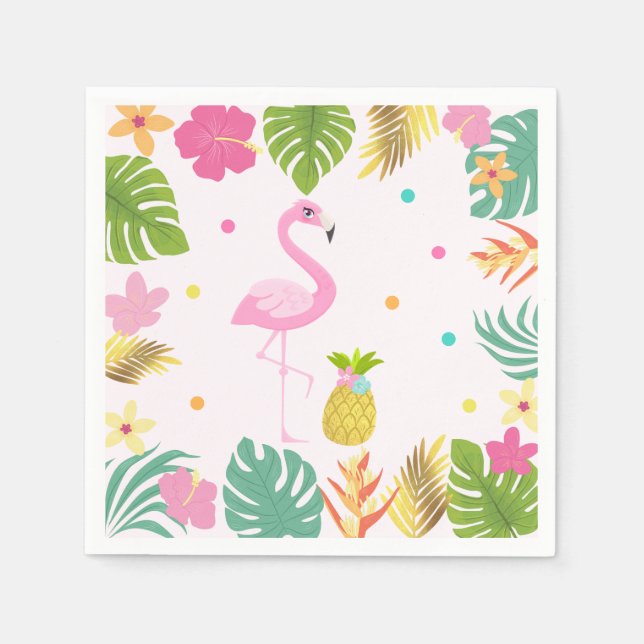 Flamingo Pool Party Party Napkin Tropical Flamingo (Front)