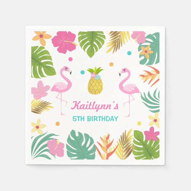 Flamingo Pool Party Party Napkin Tropical Flamingo (Front)