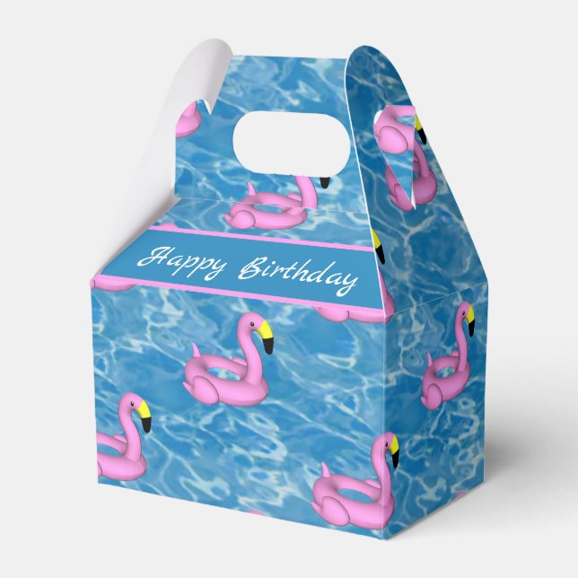 Flamingo pool toy  favour box (Front Side)