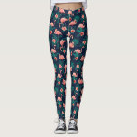 Flamingo Print, Pink Hibiscus Tropical Flower Leggings<br><div class="desc">Super cute leggings featuring a design of pink flamingos and tropical pink hibiscus flowers. Perfect for a beach vacation, workout or everyday fun wear.</div>