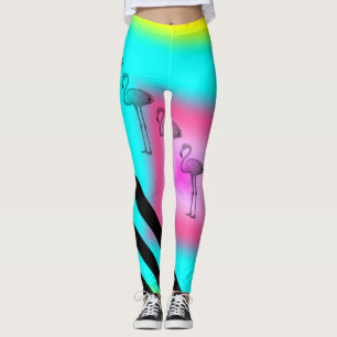Flamingo Print Stripey Leggings