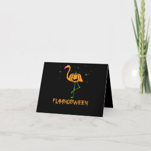 Flamingo Pumpkin Halloween Flamingoween Bird Pink Thank You Card