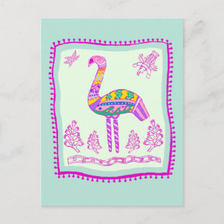 Flamingo Quilt Postcard