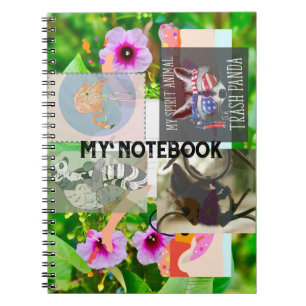 Flamingo, Racoon Spirit Animal, Ringtail, Floral Notebook
