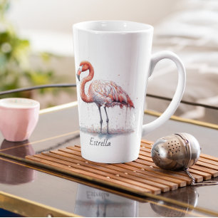  Flamingo Radiance: Tropical Watercolor, custom  Latte Mug