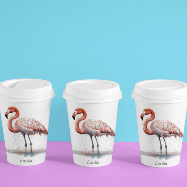 Flamingo Radiance: Tropical Watercolor, custom Paper Cups (Creator Uploaded)