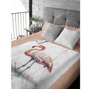 Flamingo Radiance: Watercolor Art custom Fleece Blanket