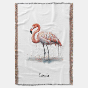 Flamingo Radiance: Watercolor Art custom Throw Blanket