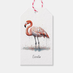 Flamingo Radiance: Watercolor Flamingo, custom Gift Tags