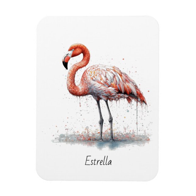 Flamingo Radiance: Watercolor Flamingo, custom Magnet (Vertical)