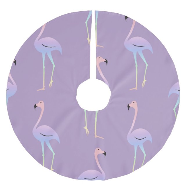 Flamingo Rainbow: Colourful Seamless Pattern. Brushed Polyester Tree Skirt (Front)