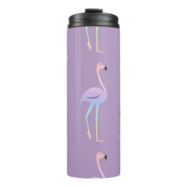 Flamingo Rainbow: Colourful Seamless Pattern. Thermal Tumbler (Front)