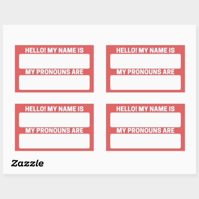 Flamingo Red Name & Pronoun Labels (Sheet)