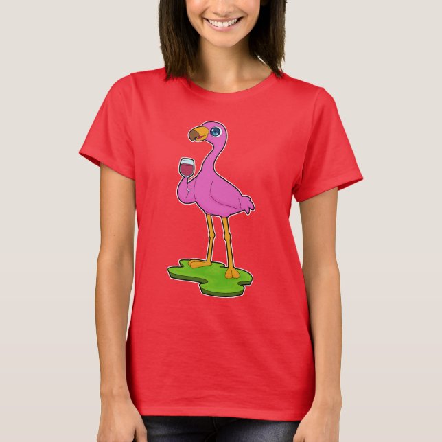 Flamingo Red wine T-Shirt (Front)